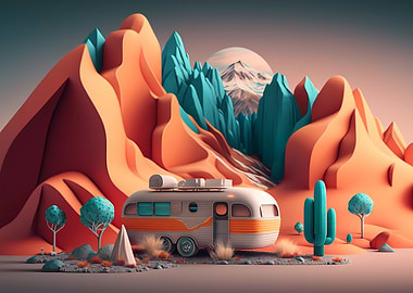 Surreal vibrant landscape