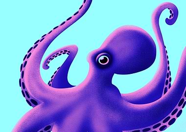 Purple Neon Octopus