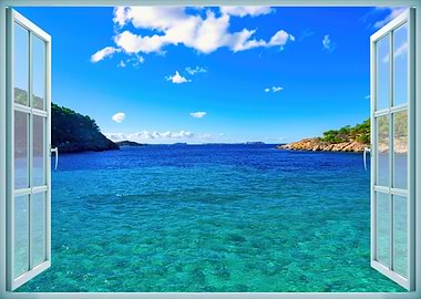 Open window beach paradise