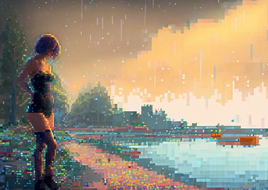 Pixel art sexy woman glamo