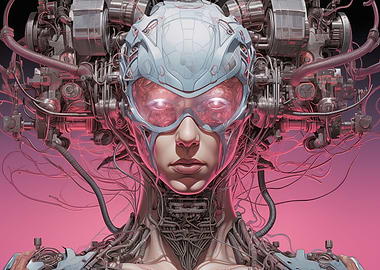 Pink Cyberpunk Robot