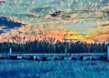 Boats bridge Ticino river