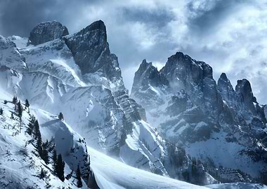 Dramatic Snowy Mountains