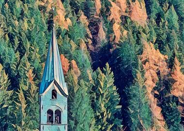 Bell tower in the Alps
