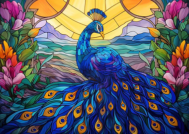 Abstract Colorful Peacock