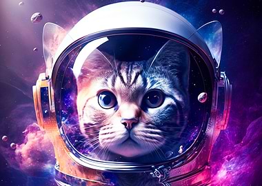 Cat astronaut portrait