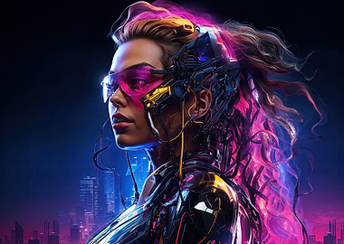 Cyberpunk Cyborg Woman