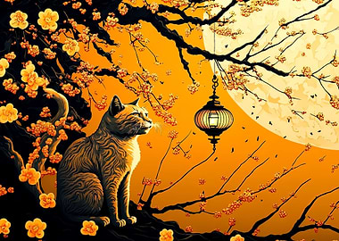 cat cherry blossom japan