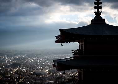 Sun Rays and Pagoda