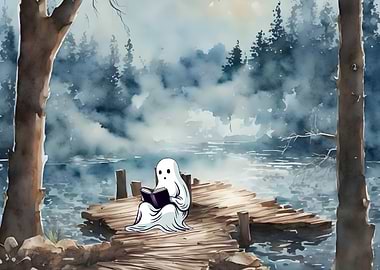 Ghost On Dock of A Lake