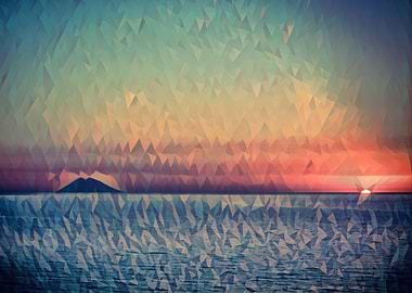 Sunset Stromboli volcano