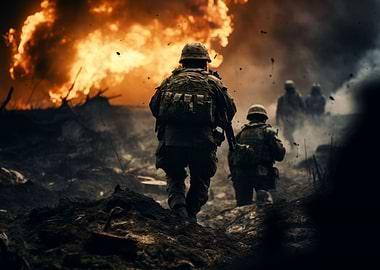 Soldiers on battlefield