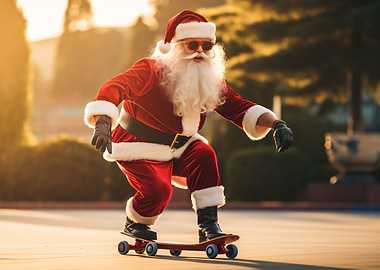 Santa on a skateboard