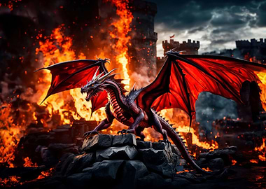 Red Dragon in Fire
