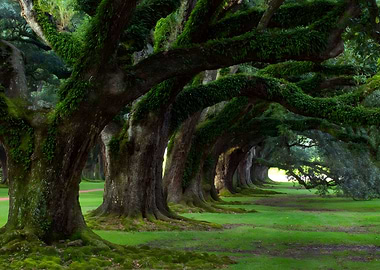 Old growth row of trees