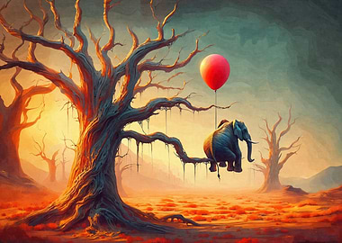 Elephant sit on branch