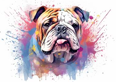 Pitbull Dog Watercolor