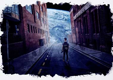 Man looking at the Earth