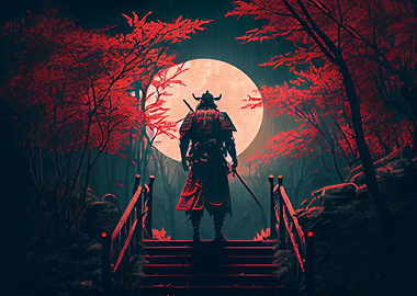 Japanese Samurai In Sakura