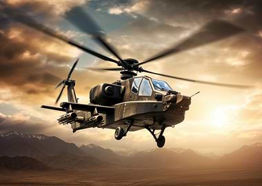 Flying Apache Helicopter