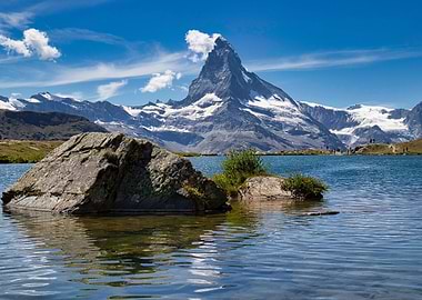 Mountains Rocks and Lake