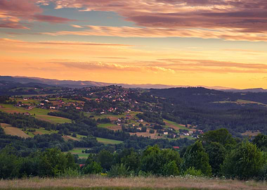 Sunset and mountain view