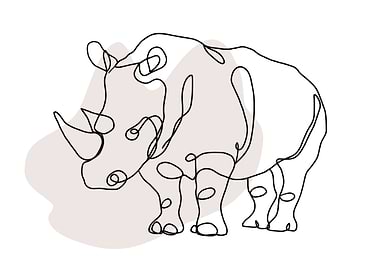 Line Art Rhinoceros Boho