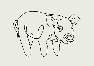 Line Art Pig Boho