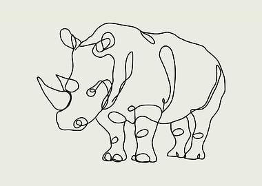 Line Art Rhinoceros Boho