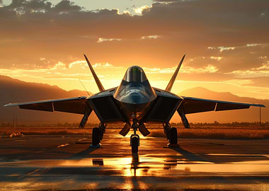 Jet fighter in golden hour