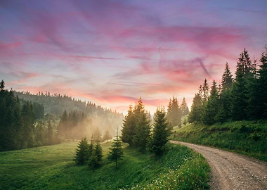 Beautiful landscape at sun