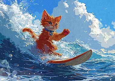Surfing Cat