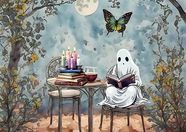 Ghost Reading Book Wine