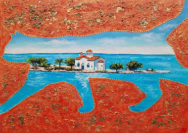 Greek island and cat