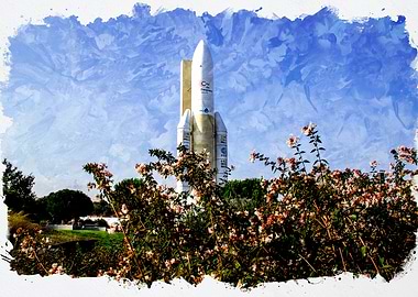 Rocket Ship Watercolor