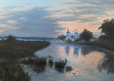 Summer evening at river