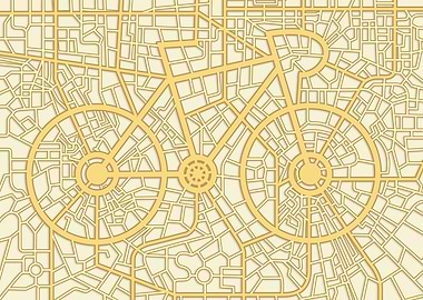 city road bike map lineart