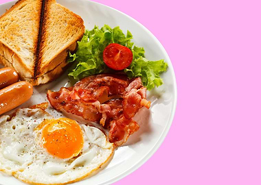 breakfast food in pink