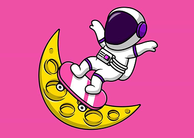 Cute Astronaut Moon