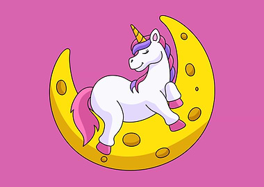 Cute Unicorn And Moon