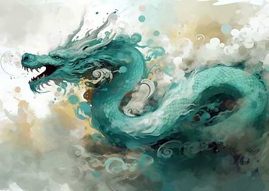Abstract Green Haze Dragon
