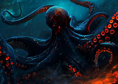 Fire Octopus Cthulhu Squid