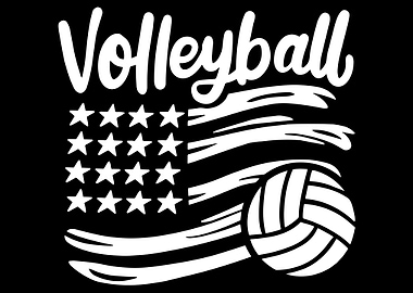 Volleyball USA Flag Poster