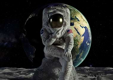 Funny Astronaut Peace Sign