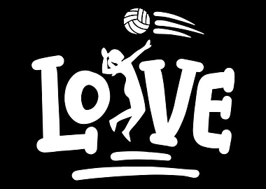 Girls Love Volleyball Art