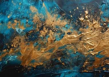 Gold on Blue Canvas