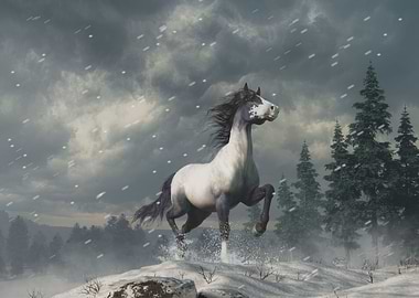 Blue Roan in a Blizzard