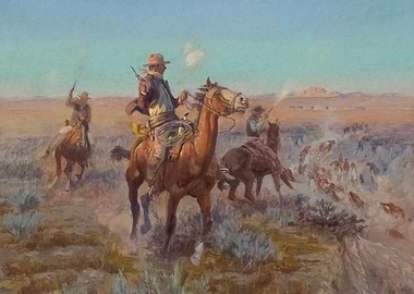 Cowboys Herding Cows