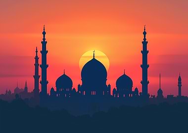 Beautiful Mosque at Sunset