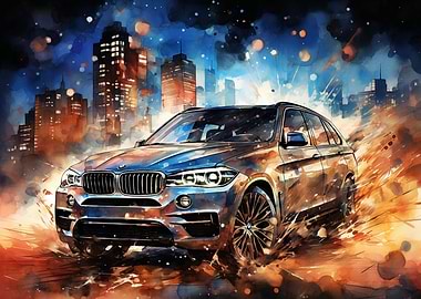 BMW X5 on city street